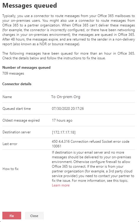 Queued messages report in the new EAC in Exchange Online.